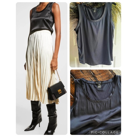 LAFAYETTE 148 New York Perla Luxe Reversible 100% Silk Charmeuse Blouse/β¦ - Picture 3 of 14